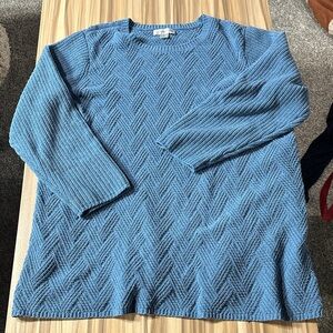 Christopher & Banks Textured Blue Crewneck Sweater